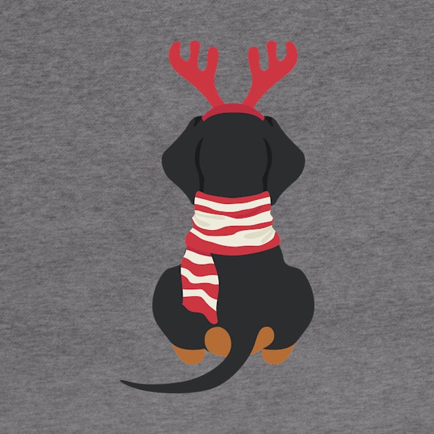 Smooth Dachshund Back at Christmas by JunkyDotCom